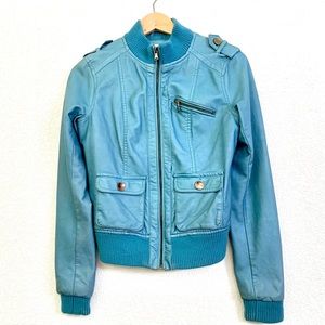 Motorcycle bomber flight jacket faux leather